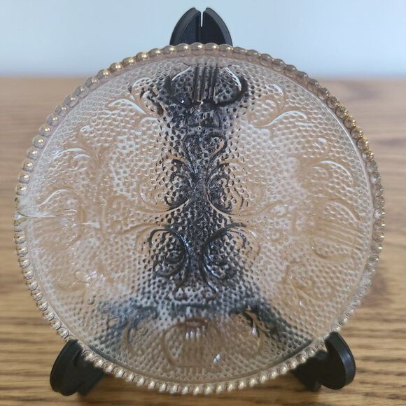 Jeannette Harp Depression Pressed Glass Coaster Trinket Dishes Gold Beaded Rim - Picture 13 of 15
